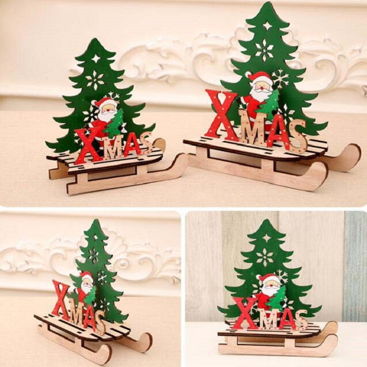 Christmas Decorations Christmas Painted Wooden Assembly DIY Sleigh Car Decoration Jigsaw Puzzle Gift, Small, Large