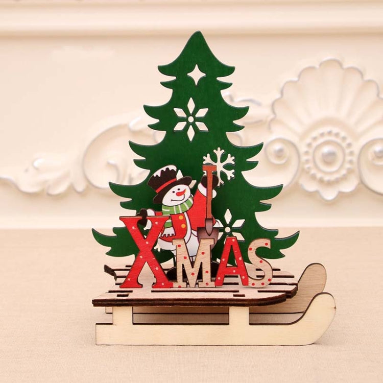 Christmas Decorations Christmas Painted Wooden Assembly DIY Sleigh Car Decoration Jigsaw Puzzle Gift, Small, Large