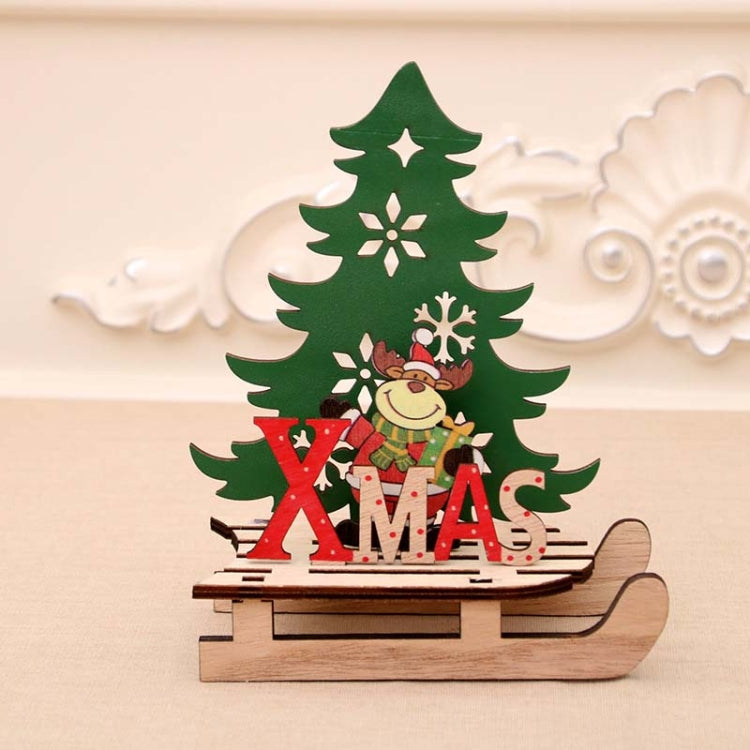 Christmas Decorations Christmas Painted Wooden Assembly DIY Sleigh Car Decoration Jigsaw Puzzle Gift, Small, Large