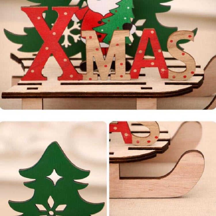 Christmas Decorations Christmas Painted Wooden Assembly DIY Sleigh Car Decoration Jigsaw Puzzle Gift, Small, Large