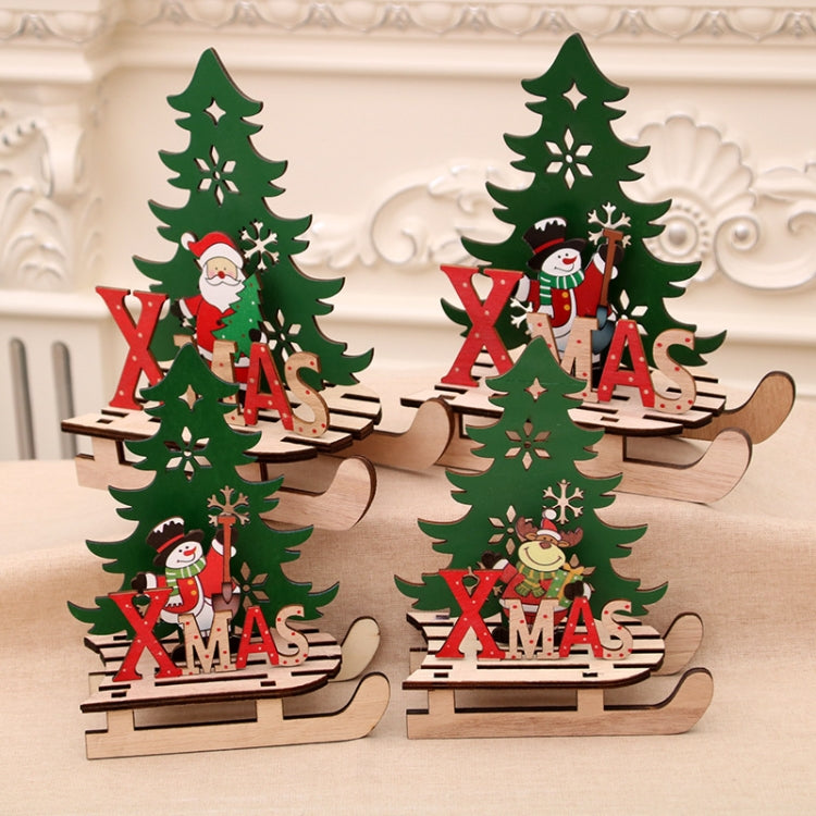 Christmas Decorations Christmas Painted Wooden Assembly DIY Sleigh Car Decoration Jigsaw Puzzle Gift, Small, Large
