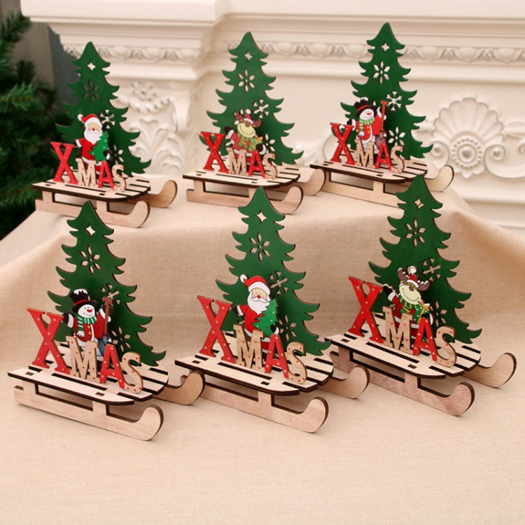 Christmas Decorations Christmas Painted Wooden Assembly DIY Sleigh Car Decoration Jigsaw Puzzle Gift, Small, Large