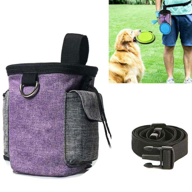 Pet Training Waist Bag With Belt Portable Outing Training Pet Snack Bag, Purple Waist Bag, Purple Waist Bag+Folding Bowl