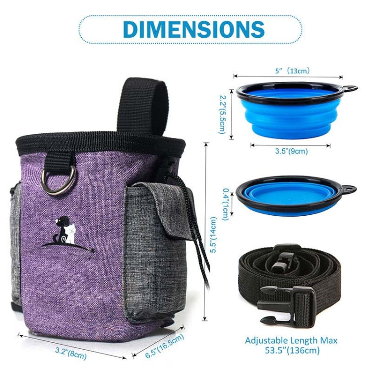 Pet Training Waist Bag With Belt Portable Outing Training Pet Snack Bag, Purple Waist Bag, Purple Waist Bag+Folding Bowl
