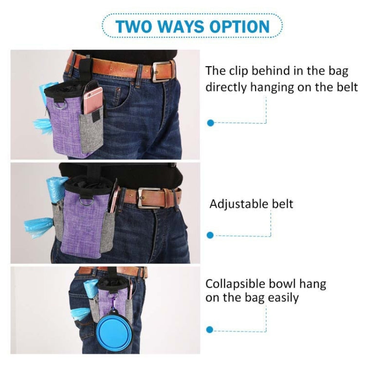 Pet Training Waist Bag With Belt Portable Outing Training Pet Snack Bag, Purple Waist Bag, Purple Waist Bag+Folding Bowl