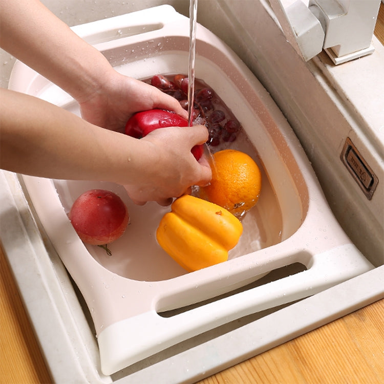 Multifunctional Cutting Board Kitchen Foldable Vegetable Washing Basin, Pink, Blue