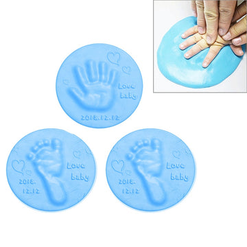 3 PCS Baby Care Air Dry Soft Clay Baby Hand and Foot Inkpad, Blue, Green, Pink, Purple, Orange, Red, White, Yellow