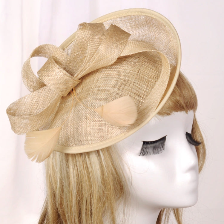 Bridal Headwear Retro Style Linen Hat, Black, White, Meat Meal, Silver Gray, Khaki, Milky White