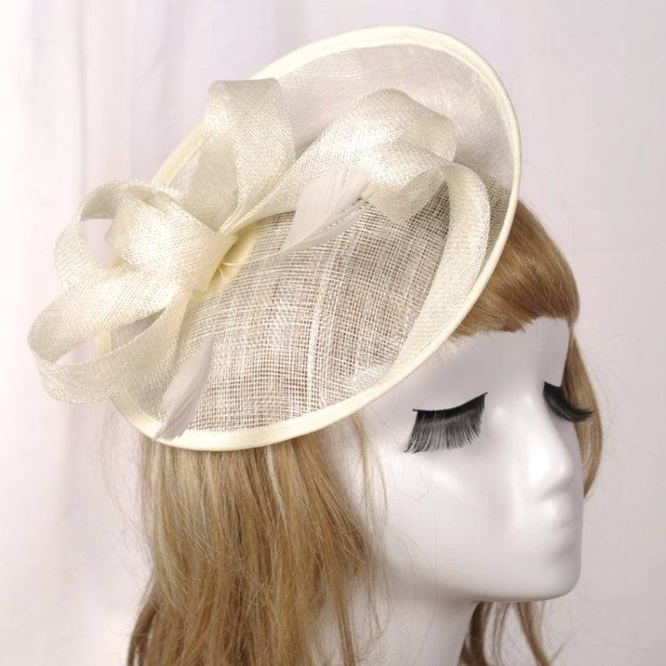 Bridal Headwear Retro Style Linen Hat, Black, White, Meat Meal, Silver Gray, Khaki, Milky White