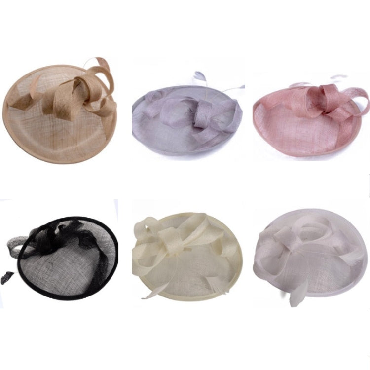 Bridal Headwear Retro Style Linen Hat, Black, White, Meat Meal, Silver Gray, Khaki, Milky White
