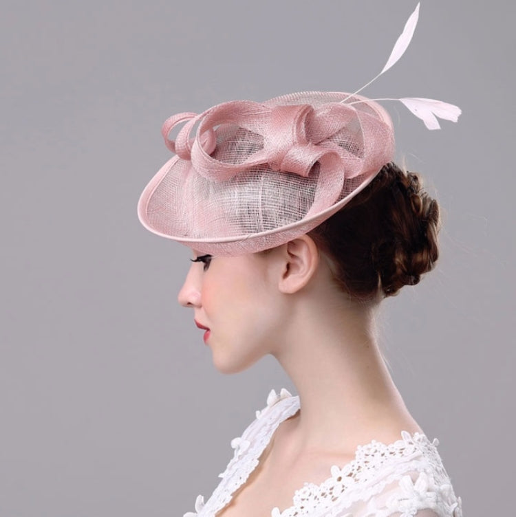 Bridal Headwear Retro Style Linen Hat, Black, White, Meat Meal, Silver Gray, Khaki, Milky White