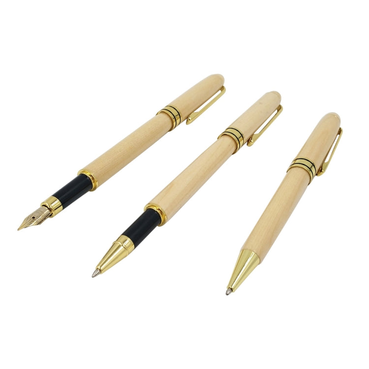 Creative Maple Pen Set with Wooden Pen Box Student Stationery Office Gifts, 2PCS Ballpoint Pen+Pen Box