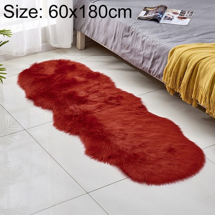 Faux Wool Leather Sofa Carpet Floor Mats Fleece Cushions Bay Window Mats, 60x180cm