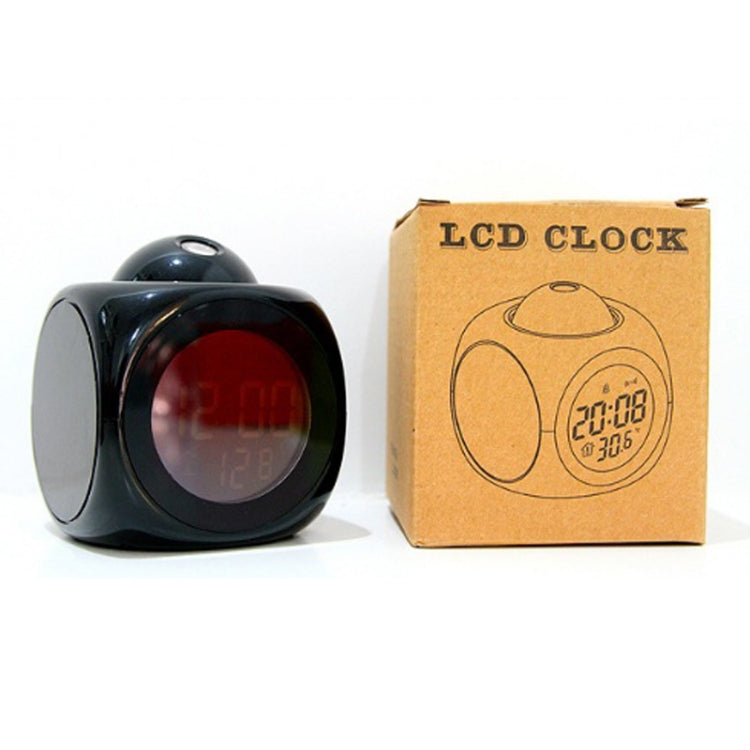 Multi-function LED Projection Alarm Clock Voice Talking Clock, White without USB cable, Black + USB cable