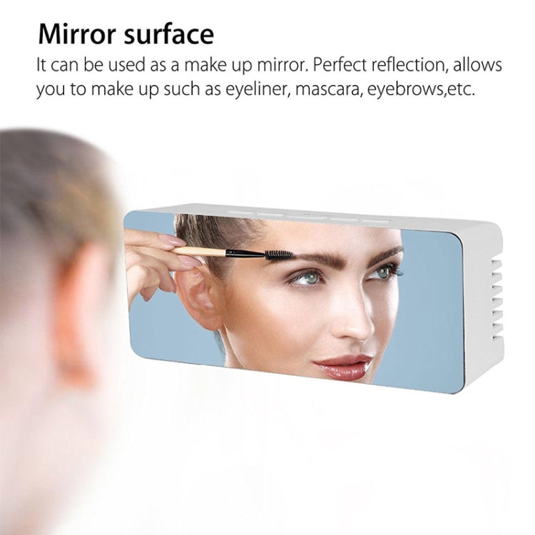 LED Mirror Alarm Clock Digital Snooze Table Clock Electronic Time Temperature Large Display with Wake Up Light, TS-S69-W