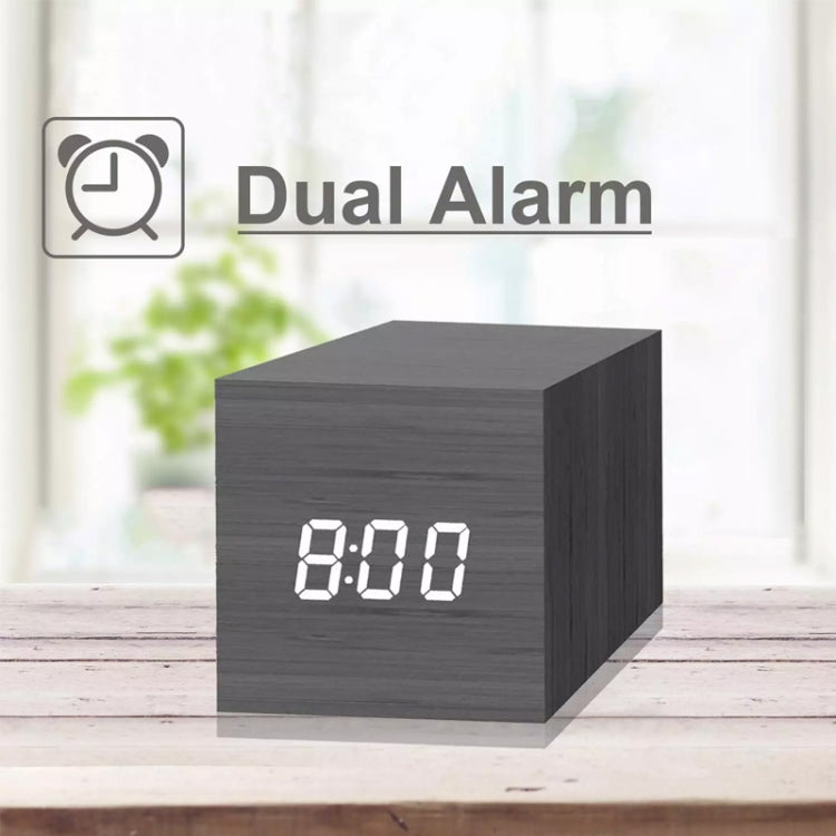 Multicolor Sounds Control Wooden Clock Modern Digital LED Desk Alarm Clock Thermometer Timer, Black White, Black Red, Black Blue, Black Green, White Red, White Blue, White Green, Wooden White