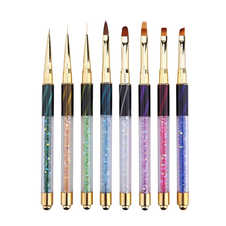 Cat Eye Pen Barrel Painted Pen With Diamond Light Therapy Nail Tool Light Therapy Pen, 1# Red Stripes (Flat Head), 2# Purple Stripes (Gradient), 3# White Stripes (Round Head), 4# Dark Blue Stripes (Oblique Head), 5# Dark Green Stripes (Short Cable)    ...