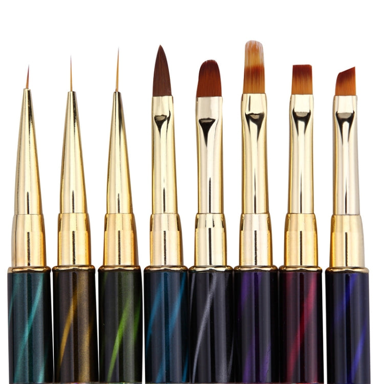 Cat Eye Pen Barrel Painted Pen With Diamond Light Therapy Nail Tool Light Therapy Pen, 1# Red Stripes (Flat Head), 2# Purple Stripes (Gradient), 3# White Stripes (Round Head), 4# Dark Blue Stripes (Oblique Head), 5# Dark Green Stripes (Short Cable)    ...