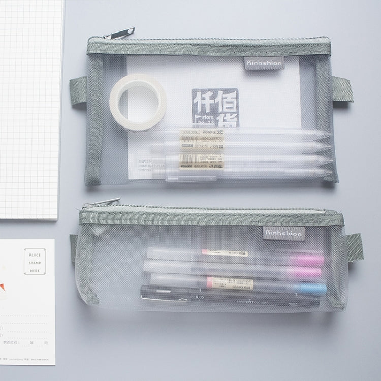 Nylon Simple Transparent Mesh Pencil Case Office School Supplies, Big Black, Big White, Big Grey, Small Black, Small White, Small Grey