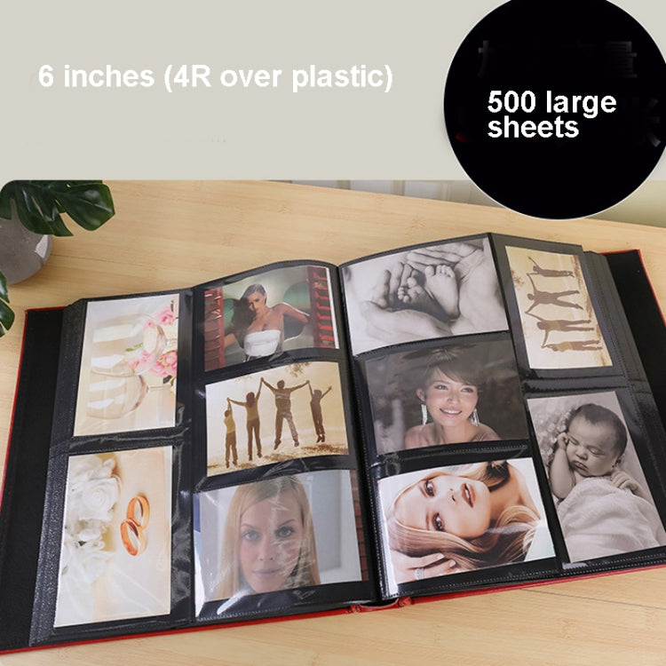 6 inch 500 Sheets Interstitial PP Album PU Leather Retro Bronzing Cover Photo Album, Red, Yellow, Blue, Black, Beige, Orange, Dark Red