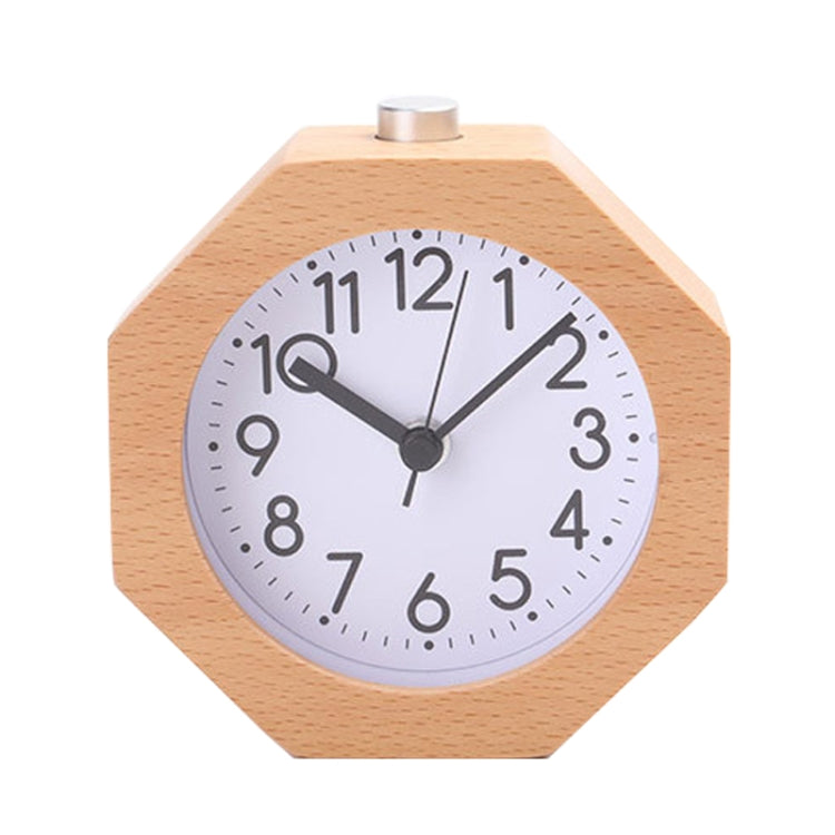 Solid Wood Silent Snooze Alarm Clock with Pointer, Octagonal Wood Color, Round Dark, Square Wood Color, Octagonal Dark, Square Dark