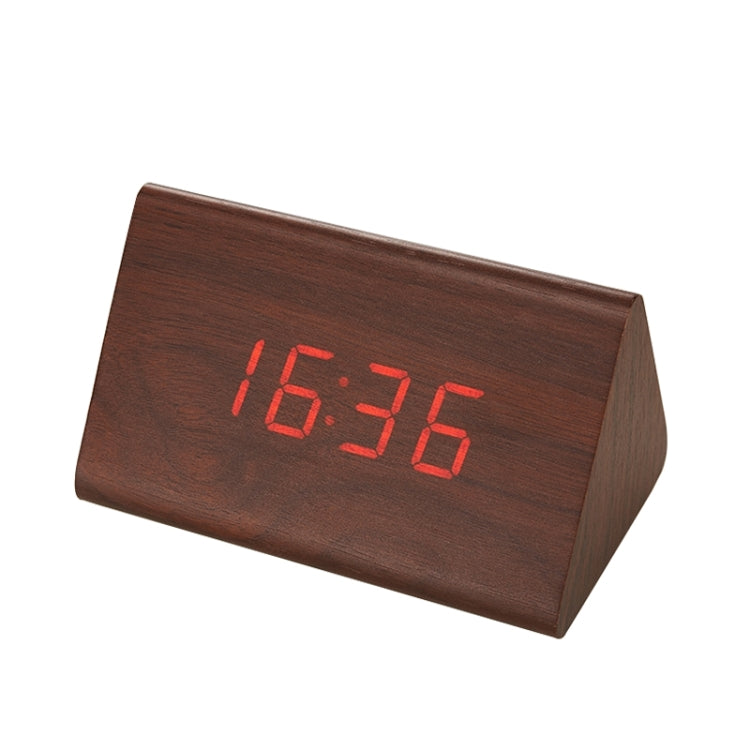 Mute Luminous Electronic Clock Wooden Sound Control Small Triangle Alarm Clock, Brown Wood Red Light, Black Wood Red Light, Black Wood Green Light, Black Wood Blue Light, Black Wood White Light, Wood Color Red Light, Wood Color Green Light             ...