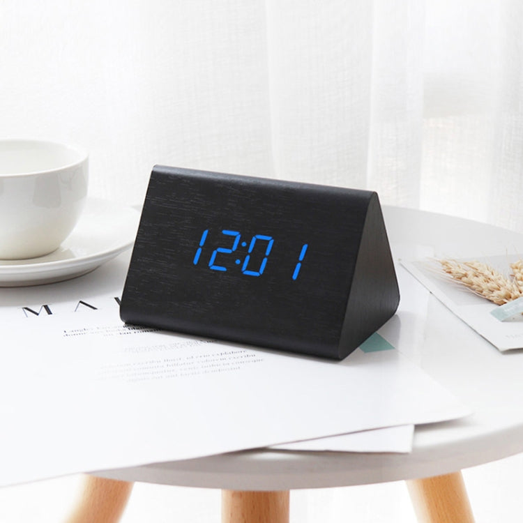 Mute Luminous Electronic Clock Wooden Sound Control Small Triangle Alarm Clock, Brown Wood Red Light, Black Wood Red Light, Black Wood Green Light, Black Wood Blue Light, Black Wood White Light, Wood Color Red Light, Wood Color Green Light             ...