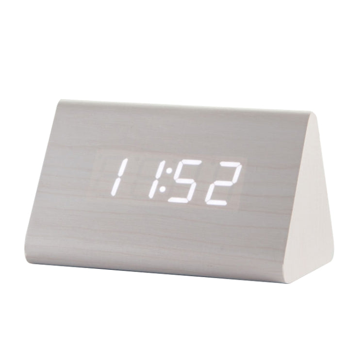 Mute Luminous Electronic Clock Wooden Sound Control Small Triangle Alarm Clock, Brown Wood Red Light, Black Wood Red Light, Black Wood Green Light, Black Wood Blue Light, Black Wood White Light, Wood Color Red Light, Wood Color Green Light             ...