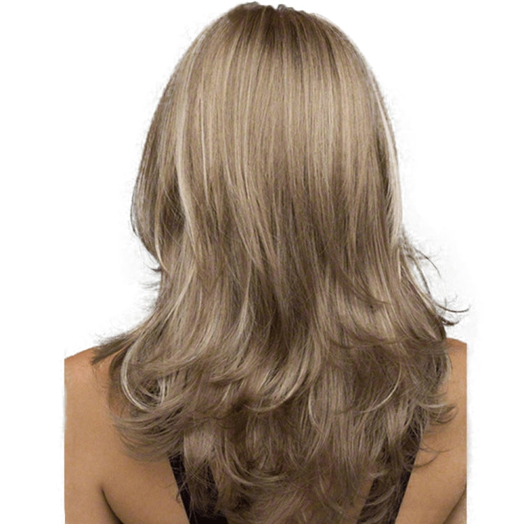 Women Mid-Point Mid-Length Curly Wig Chemical Fiber Headgear, Linen Brown + Light Gold, Dark Brown + Light Gold, Light Gold+Brown