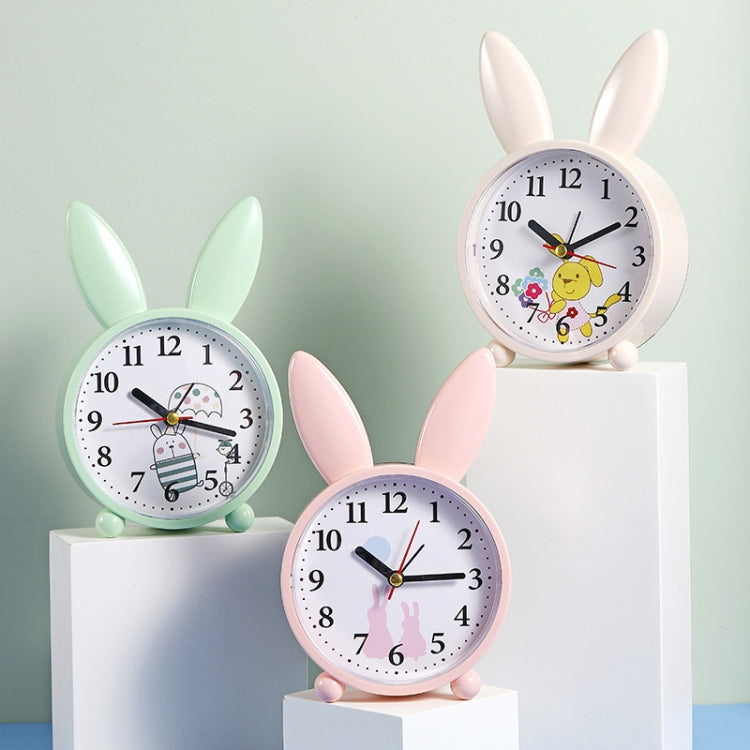 Simple Cartoon Rabbit Alarm Clock Ornaments Bedroom Decoration Bedside Mute Sweeping Small Alarm Clock, Color And Style Random Deilvery, Rabbit Alarm Clock