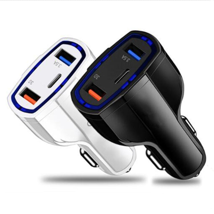 2 PCS QC3.0 Fast Charge Car Charger 3.5A Dual USB With Type-C Interface Output Car Charger, Black, White