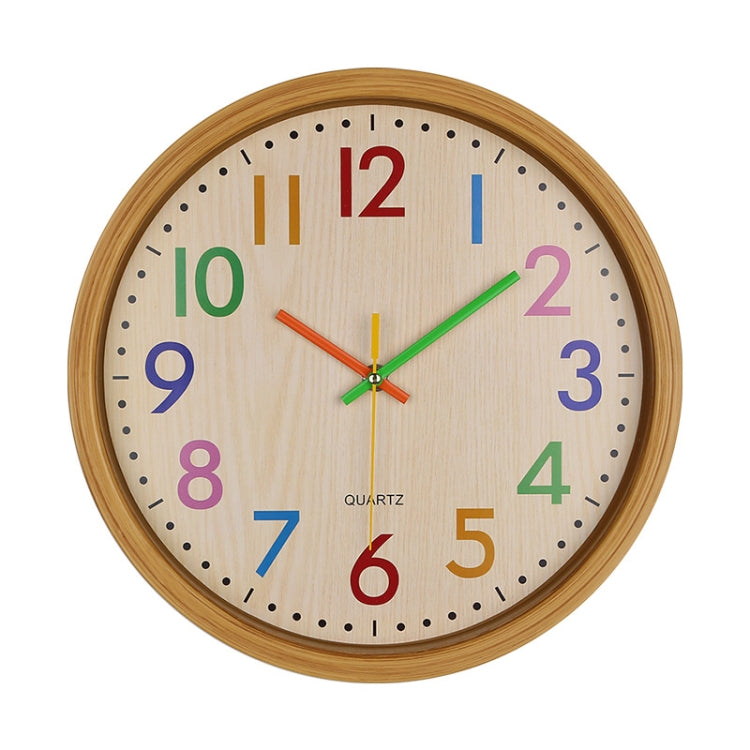 12 Inch Living Room Creative Color Wood Grain Wall Clock Quartz Clock  Classroom Children  Personality Wall  Clock, Wood Grain Wall Clock