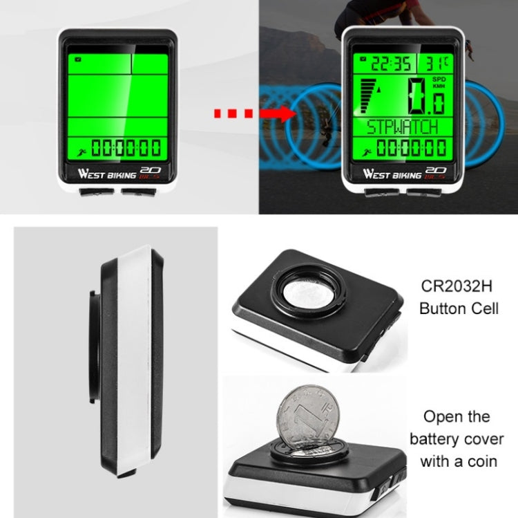 WEST BIKING Mountain Bike Wireless Code Meter Large-Screen Multifunctional Waterproof Speedometer, Large-Screen