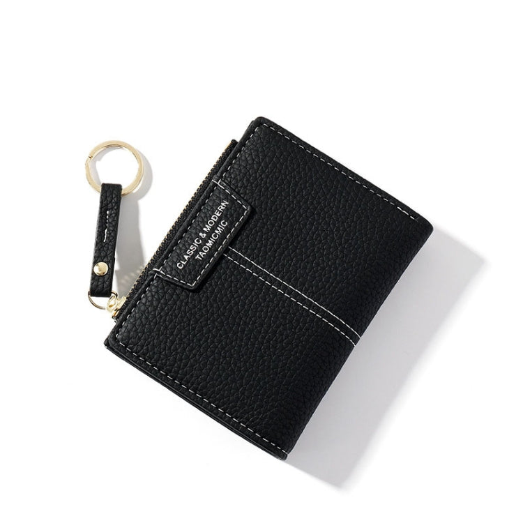928666 Multi-Card Keychain Coin Purse Short Ladies Wallet, Yellow, Red, Blue, Brown, Black