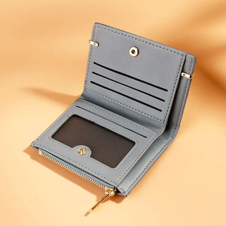 928010 Frosted All-Match Coin Purse Multi-Card Buckle Short Zipper Women Wallet, Gray, Pink, Blue, Milk Tea Color, Black