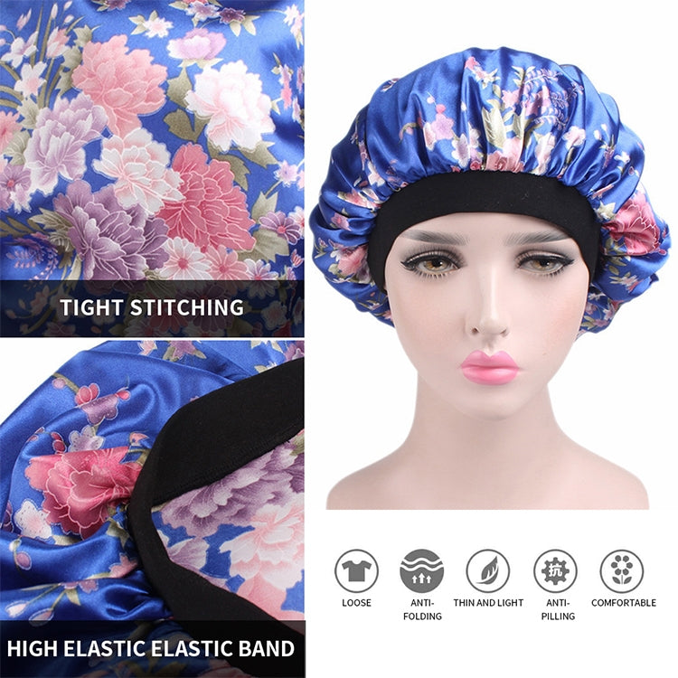 2 PCS Women Satin Night Sleep Cap Hair Bonnet Hat Silk Head Cover Wide Elastic Band