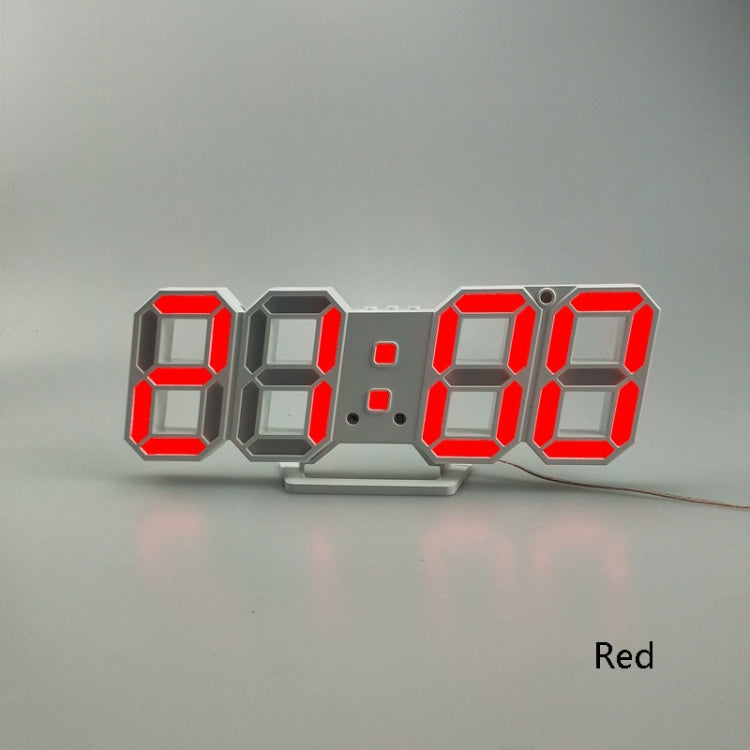 6609 3D Stereo LED Alarm Clock Living Room 3D Wall Clock, White, Red, Green, Blue, Orange, Pink, Black Frame White Light, Black Frame Blue Light, Black Frame Orange Light, Black Frame Pink Light, Black Frame Green Light, Black Frame Red Light