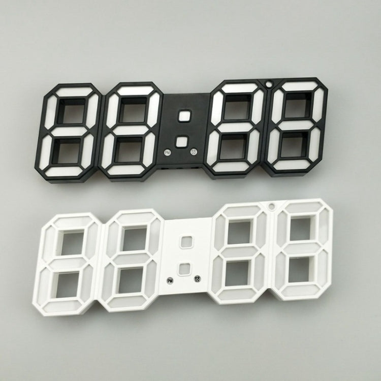 6609 3D Stereo LED Alarm Clock Living Room 3D Wall Clock, White, Red, Green, Blue, Orange, Pink, Black Frame White Light, Black Frame Blue Light, Black Frame Orange Light, Black Frame Pink Light, Black Frame Green Light, Black Frame Red Light