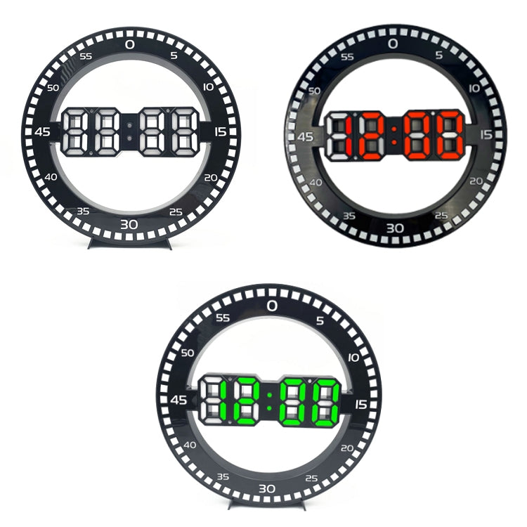 DS-3688L Living Room 3D Wall Clock Big Screen LED Electronic Clock, Black+Red, Black+Green, Second Light Black+Green