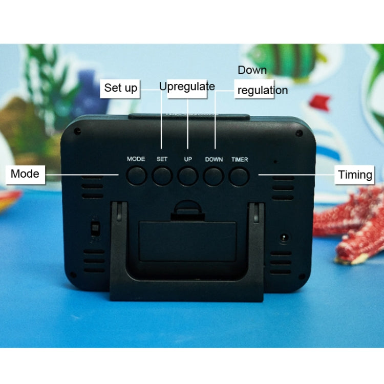 Color Screen Children Electronic Alarm Clock LCD Bedside Alarm Clock, Black Shell Universe, Black Shell Turtle, Black Whale, White Shell Prairie, White Shell Seaside