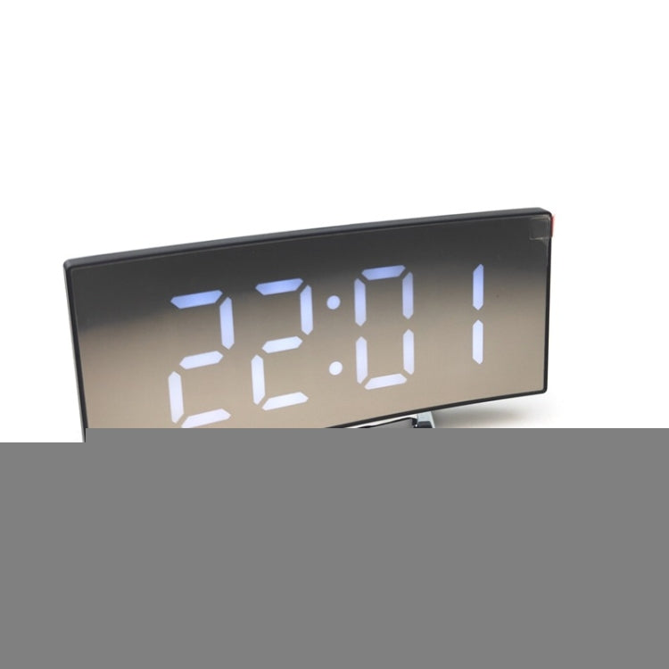 6507 Curved Big Screen Electronic Clock LED Mirror Mute Alarm Clock, White, Red, Green