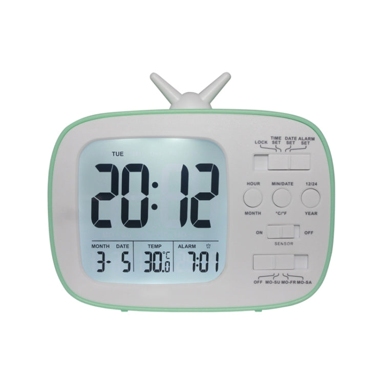 G179 Retro TV Alarm Clock Student Dormitory Bed Electronic Clock, White English Version, Black English Version, Blue English Version, Green English Version, Pink English Version