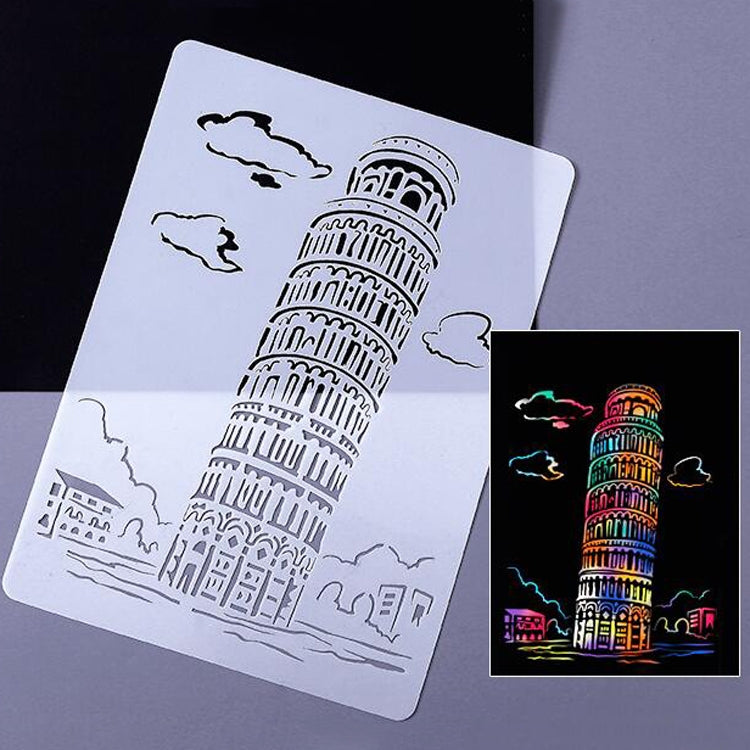 Painting Template Theme City A4 Label Template, Tower System (5pcs / Set), Sailing Line(5pcs / Set), 1 Paris Tower, 2 London Bridge, 3 Pisa Tower, 4 Big Ben, 5 Taj Mahal, 6 White House, 7 Castle, 8 Five-storied Pagoda, 9 Sydney, 10 Sailing Hotel