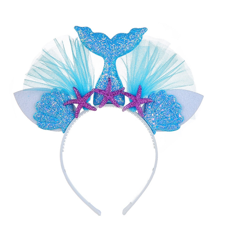 Rainbow Mermaid Headband Children Party Hair Accessories Net Gauze Flower Animal Hair Accessories, White, Blue, Plum Red, Orange, Colorful, Purple, Pink