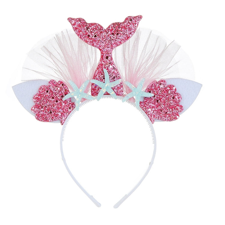 Rainbow Mermaid Headband Children Party Hair Accessories Net Gauze Flower Animal Hair Accessories, White, Blue, Plum Red, Orange, Colorful, Purple, Pink