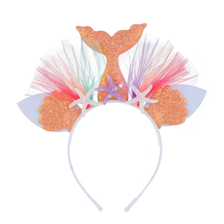 Rainbow Mermaid Headband Children Party Hair Accessories Net Gauze Flower Animal Hair Accessories, White, Blue, Plum Red, Orange, Colorful, Purple, Pink