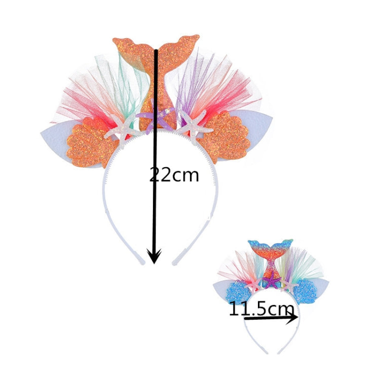 Rainbow Mermaid Headband Children Party Hair Accessories Net Gauze Flower Animal Hair Accessories, White, Blue, Plum Red, Orange, Colorful, Purple, Pink