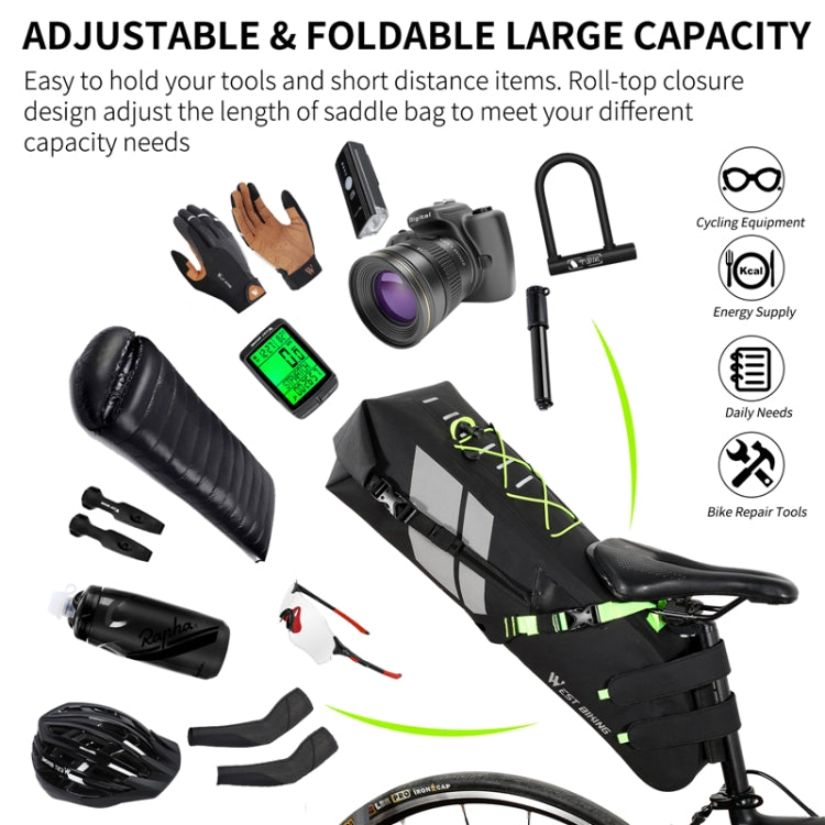 West Biking Bicycle Bag Full Waterproof Reflective Tail Bag Long-Distance Capacity Rear Seat Bag, 10L, 17L