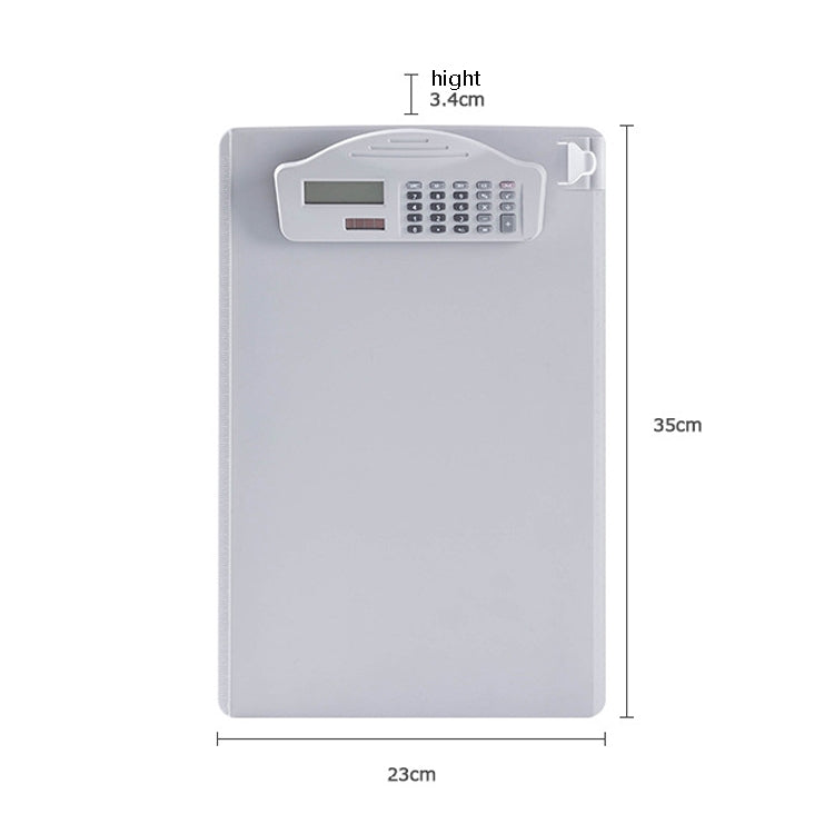A4 Multi-Function Folder With Calculator Ruler Writing Board File Storage Plastic Splint, Black, White