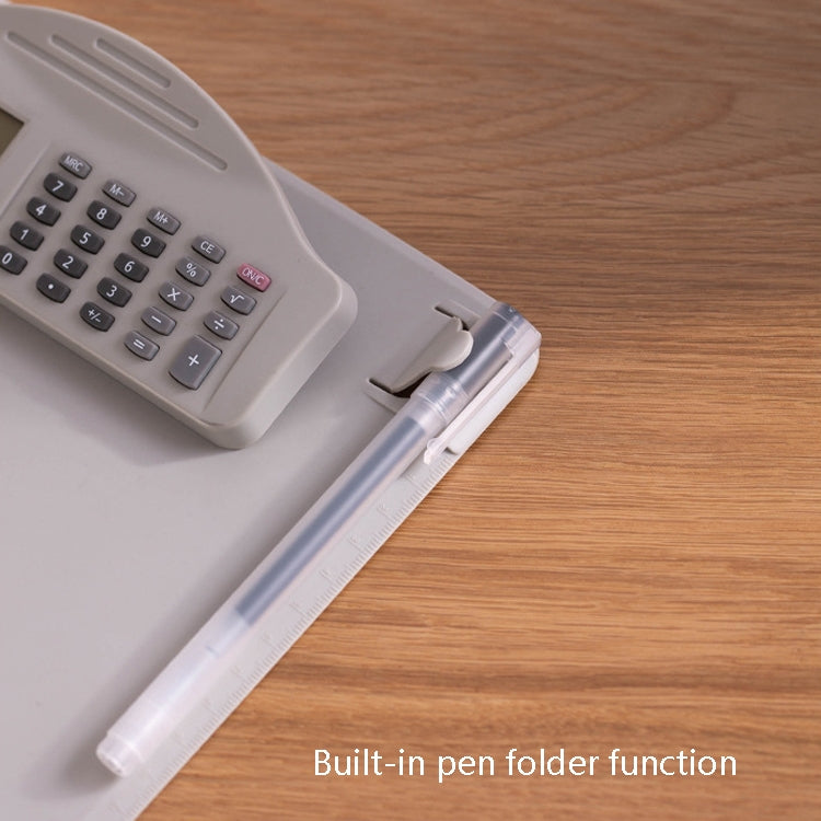 A4 Multi-Function Folder With Calculator Ruler Writing Board File Storage Plastic Splint, Black, White